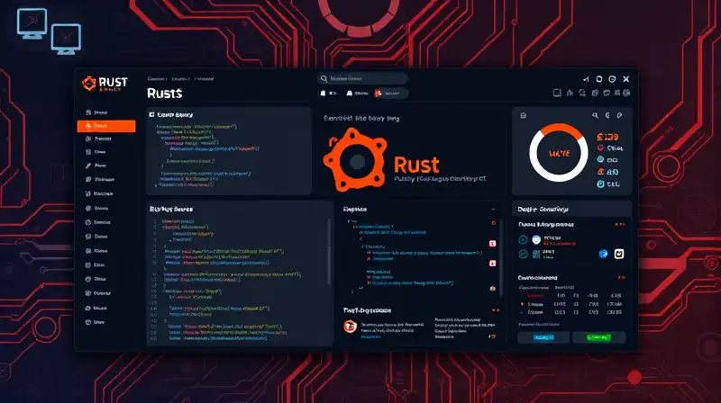 Interfaz de servidor Rust con diseño futurista