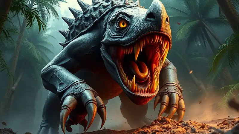 Megatherium gigante avanza feroz en jungla