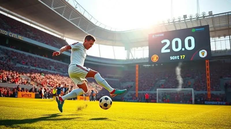 Jugador de fútbol en estadio vibrante y dinámico