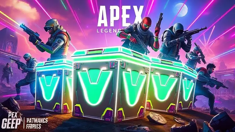 Cajas futuristas y personajes de Apex Legends