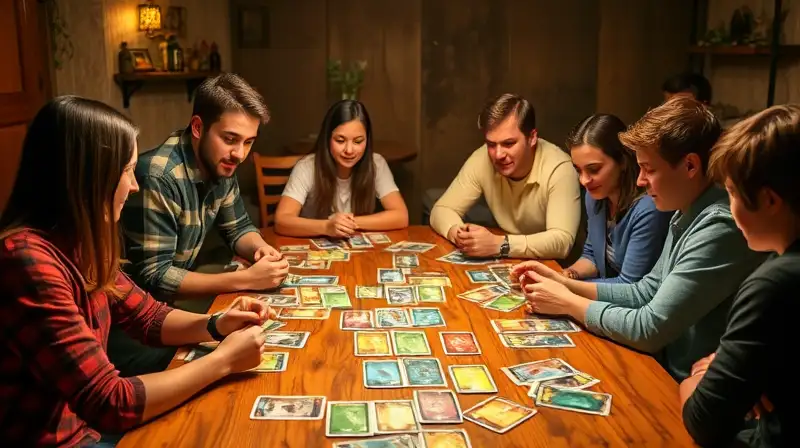 Amigos jugando cartas juntos en ambiente acogedor