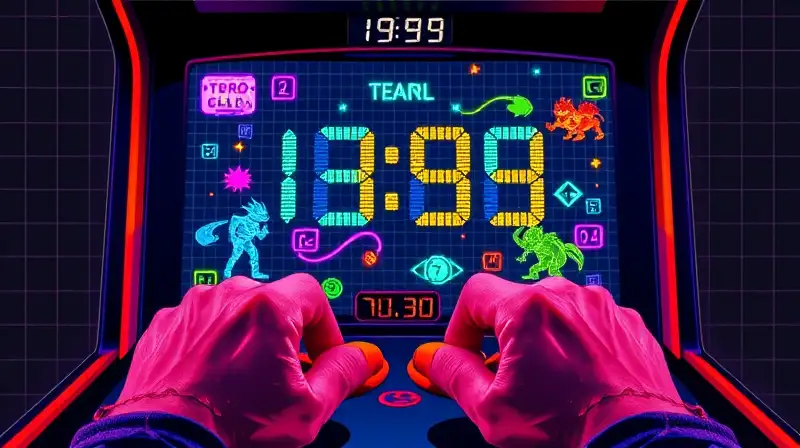 Pantalla retro arcade con arte pixelado