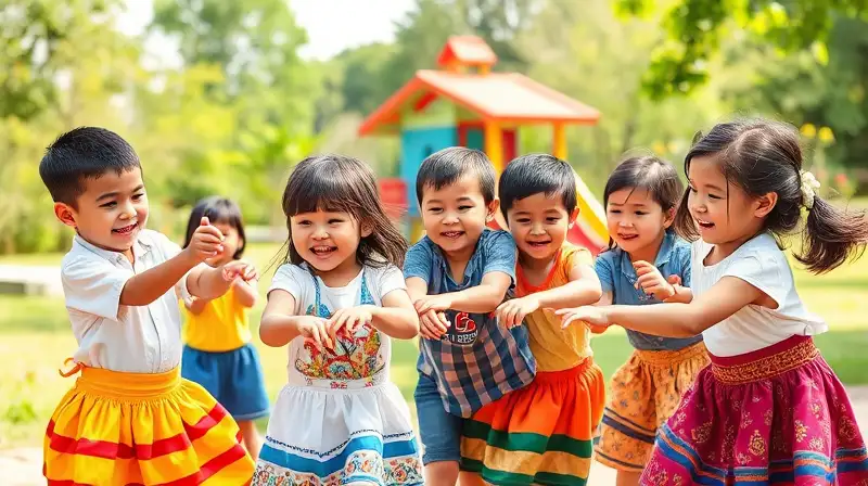 Niños juegan felices al aire libre