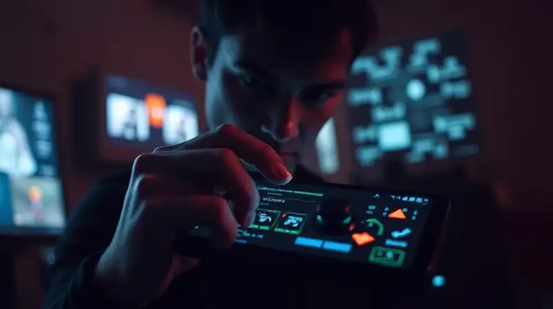 Persona ajusta controles de juego futurista