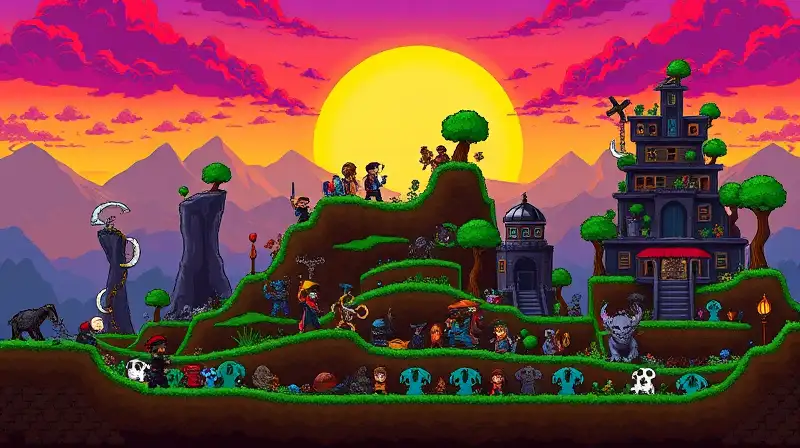 Mundo pixelado colaborativo con acción dinámica