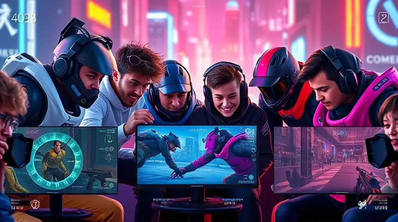 Jugadores diversos en acción con estilo futurista