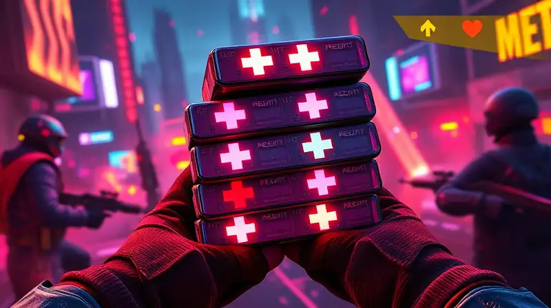 Jugadores usan botiquines en batalla futurista