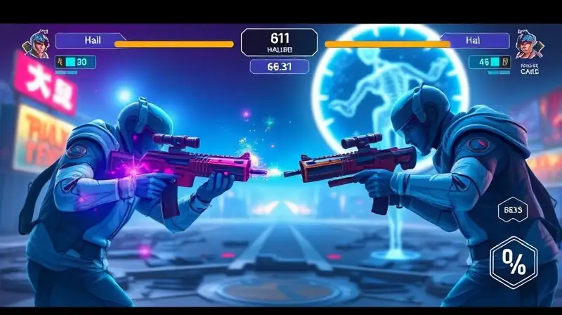Dos gamers compiten en batalla futurista sanitaria