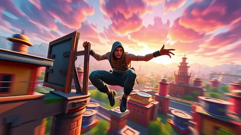 Personaje de Fortnite evita daño con estructura