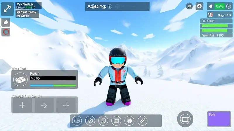 Interfaz futurista de control en juego Roblox