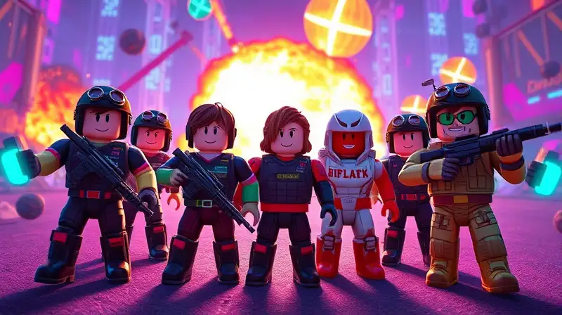 Personajes de Roblox en batalla futurista táctica