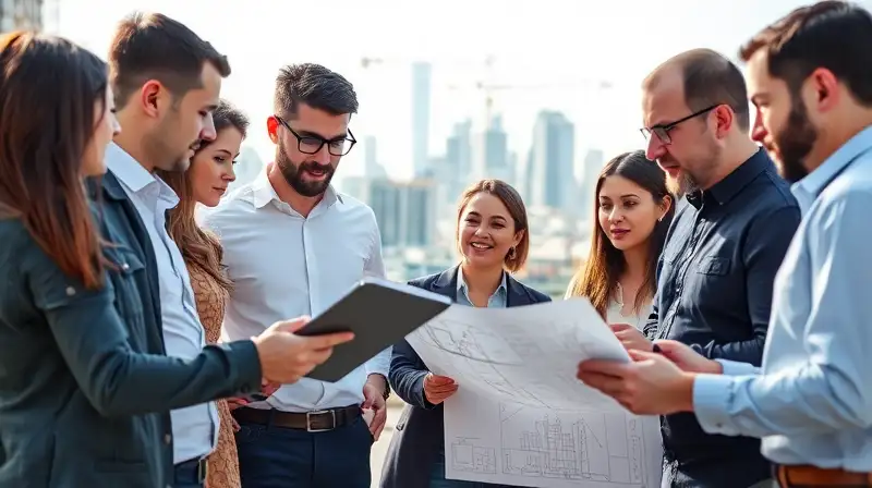 Equipo diverso planifica obra con tecnología