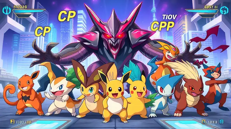 Equipo diverso Pokémon en batalla intensa