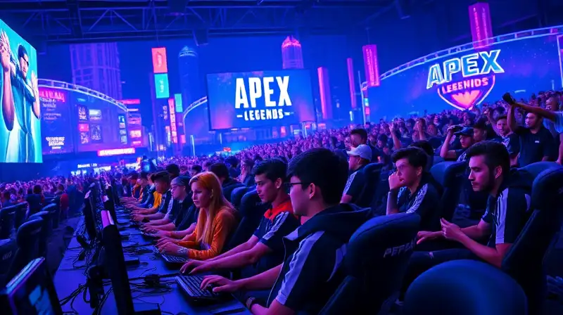 Arena de esports vibrante con personajes futuristas