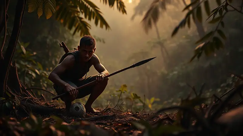 Superviviente armado en jungla tensa