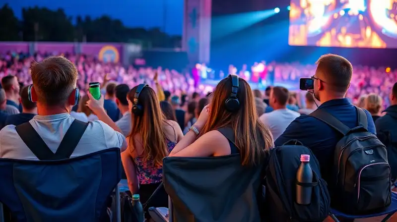 Amigos disfrutan concierto con equipo portátil