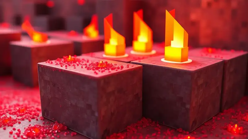 Primer plano detallado de objetos redstone