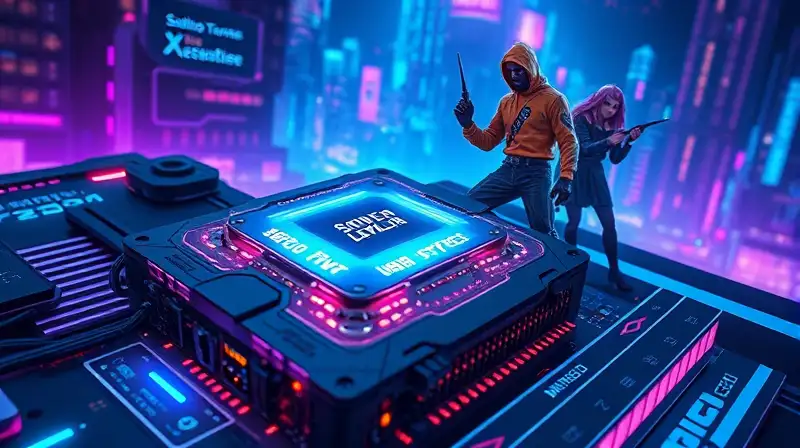CPU gaming potente con personajes y neones