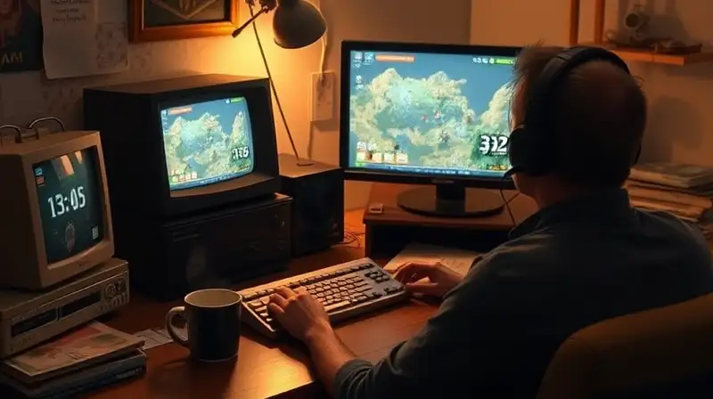 Gamer tranquilo juega estrategia retro con café