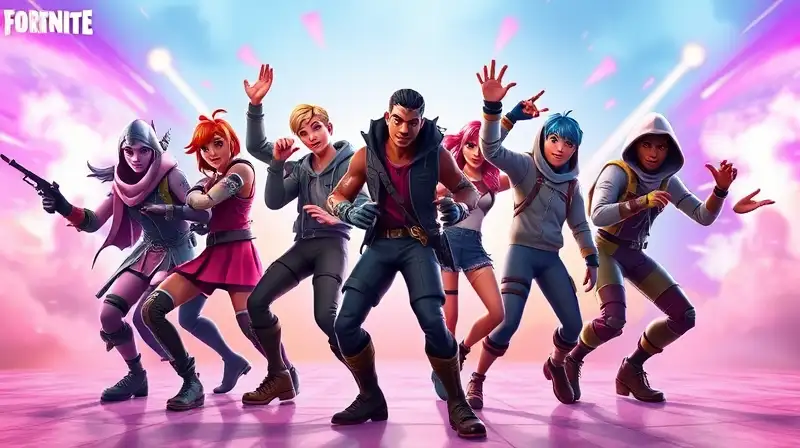 Personajes de Fortnite bailando con energía