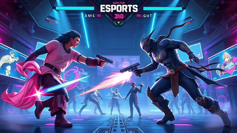 Arena futurista con duelo estratégico y luces