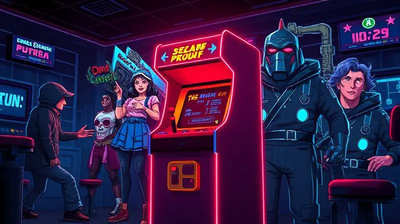 Máquina arcade clásica con personajes icónicos