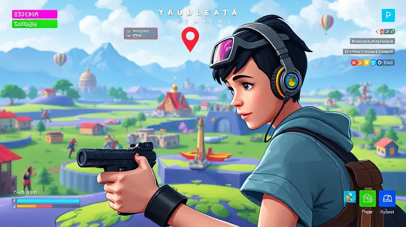 Jugador joven en colorido juego Fortnite