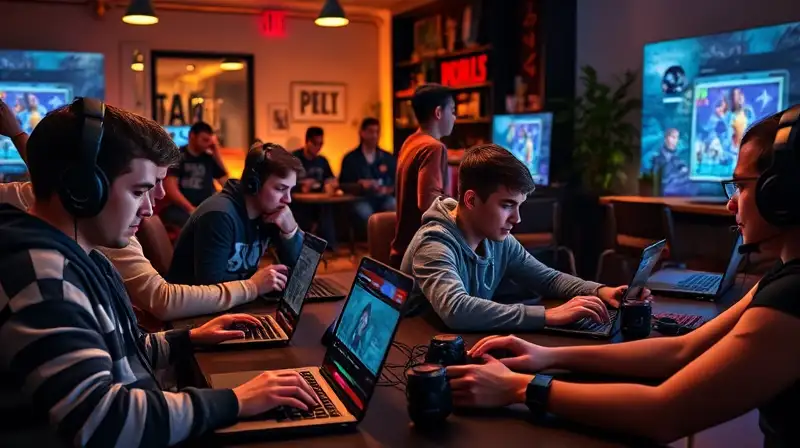 Jugadores diversos juegan offline en ambiente acogedor