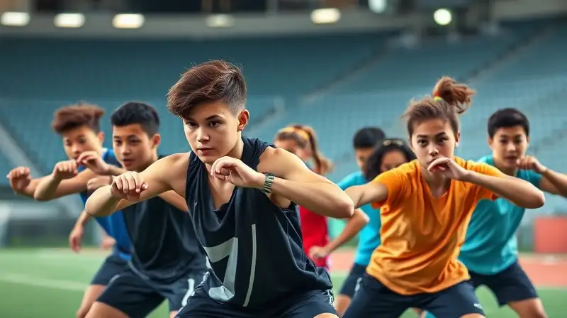 Jóvenes atletas diversos entrenan con energía intensa