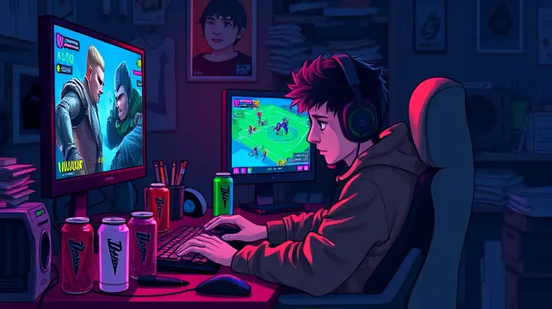Gamer concentrado juega Valorant en su habitación