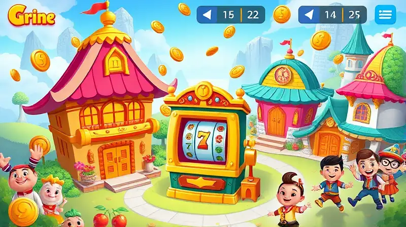 Aldea animada y colorida en Coin Master