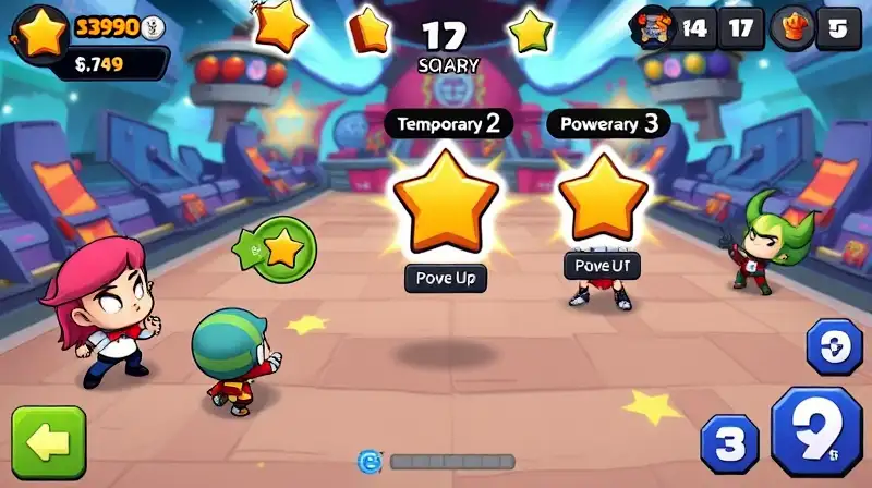Juego colorido con monedas y poderes
