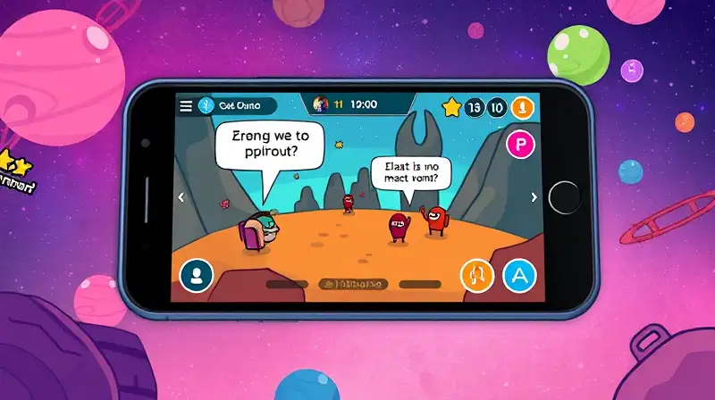 Teléfono móvil con juego Among Us animado