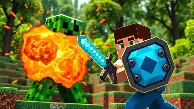 Creeper explota cerca de jugador armado