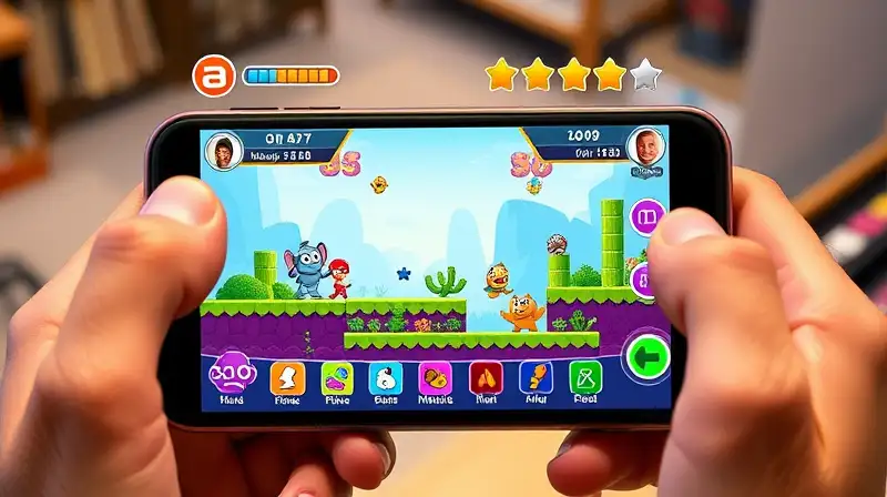 Interfaz móvil colorida con juego creativo