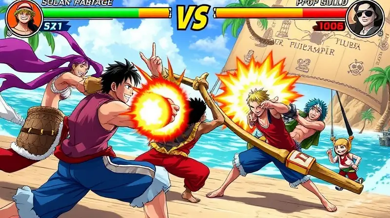 Batalla intensa de One Piece en isla