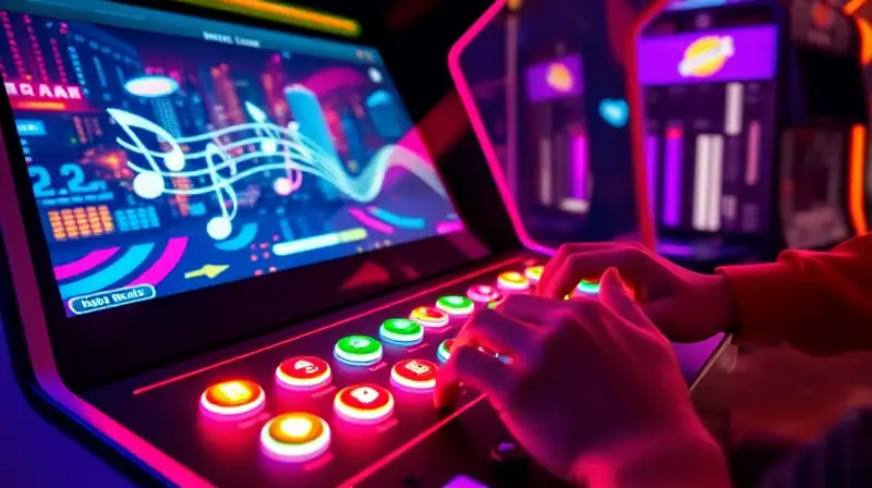 Control arcade musical con luces vibrantes