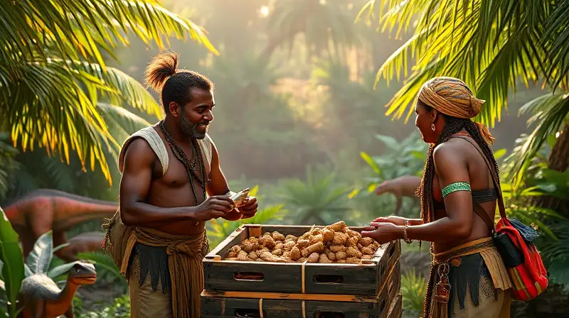 Dos jugadores intercambian recursos en jungla