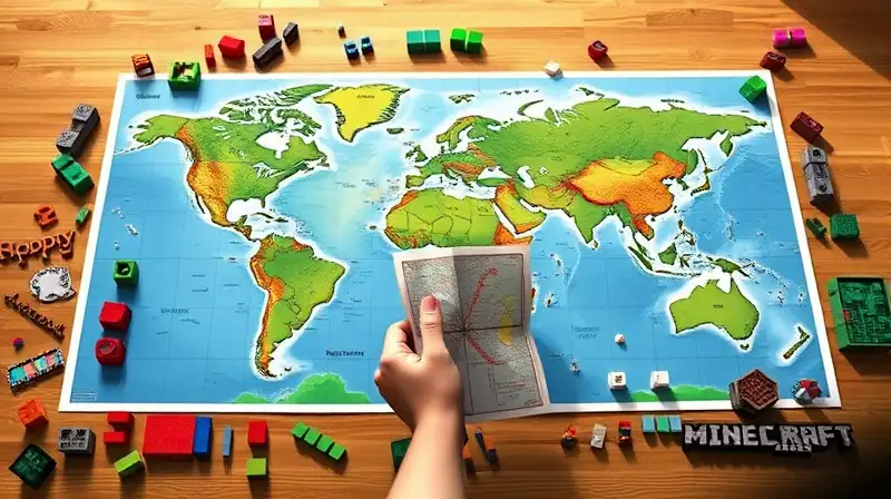 Mapa de Minecraft con bloques y herramientas