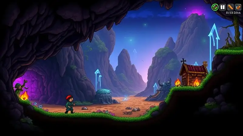Mundo Terraria vibrante con tesoros y criaturas