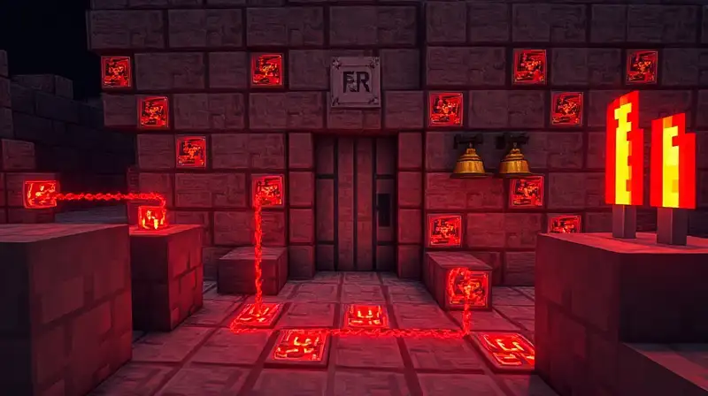 Circuito de redstone brillante con puerta