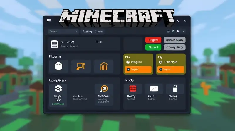 Panel de servidor Minecraft con diseño pixelado