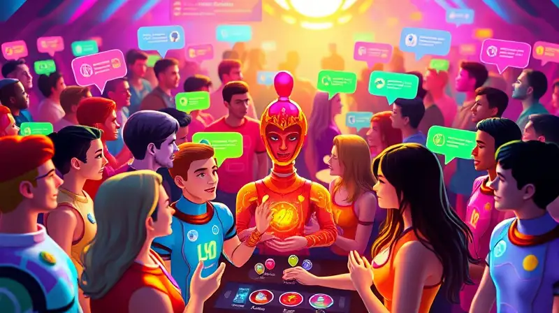 Comunidad digital vibrante con avatares interactivos