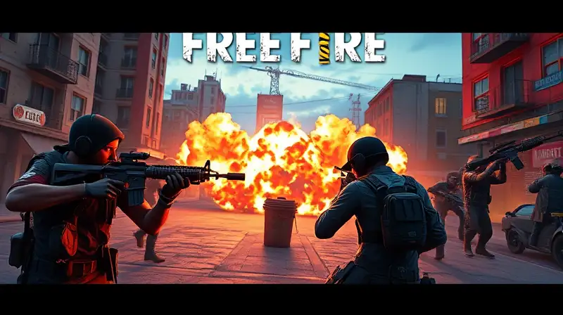 Jugadores en batalla intensa de Free Fire