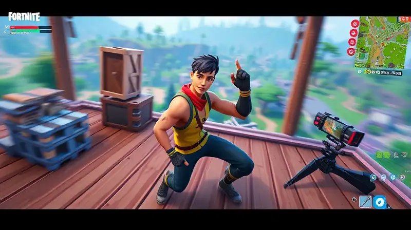 Personaje de Fortnite construye rápido en acción