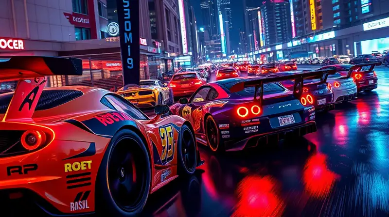 Autos de carrera urbanos con diseño futurista