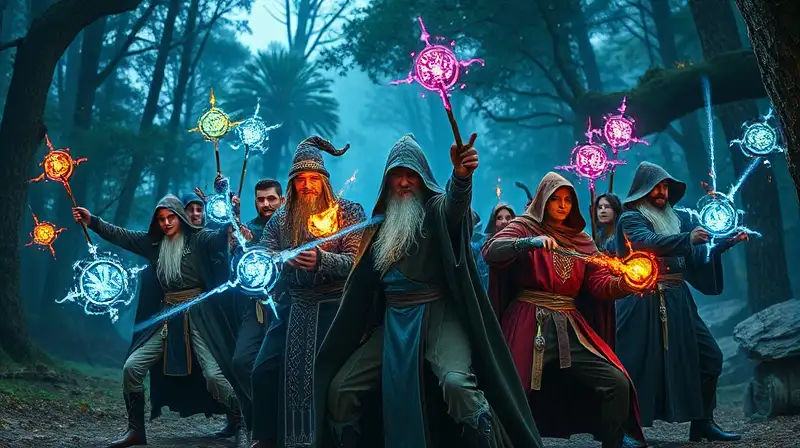 Equipo de magos unidos en defensa mágica