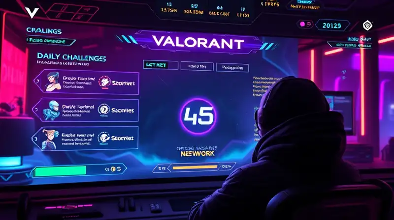 Interfaz futurista de Valorant con desafíos