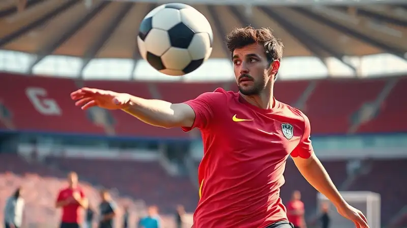 Futbolista practica disparos largos con energía