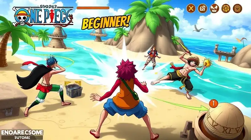 Personajes de One Piece planificando en isla